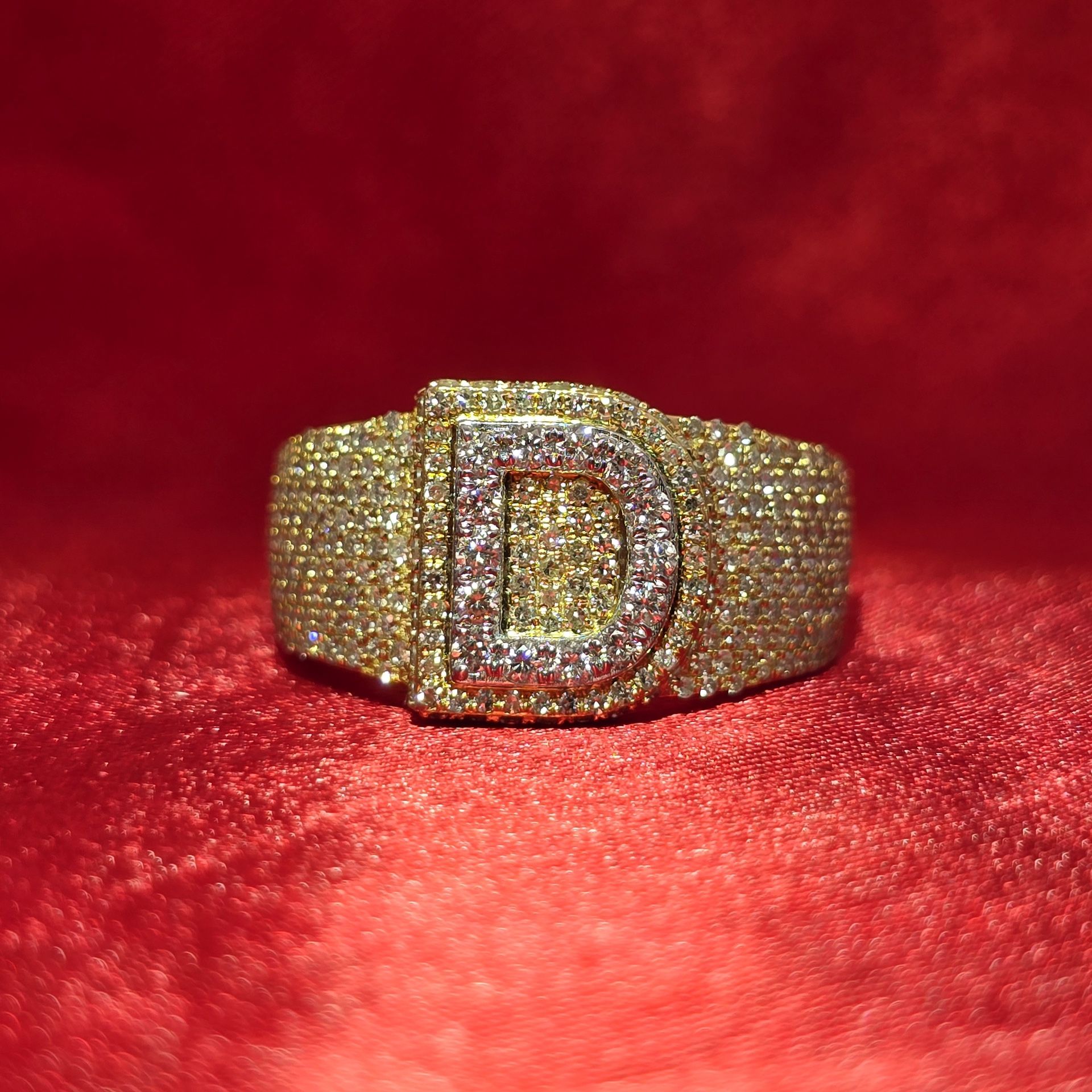 10k Yellow Gold Diamond "D" Initial Ring 1.56 ctw