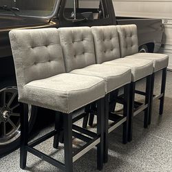 🔥 Abbyson Masimo Grey Linen Bar Stools x 4 🔥 FOUR STOOLS