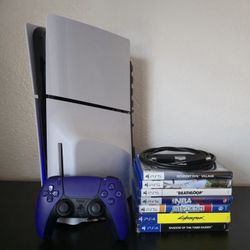 🔥🎮Ultimate PS5 Slim Disc Bundle | 1TB | 7 Games | Purple DualSense + Pro Cooling System