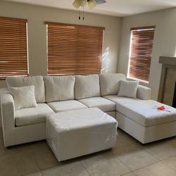 Cream Sectional With Free Ottoman ‼️all Sectionals Are New Packed On Factory Plastic ‼️