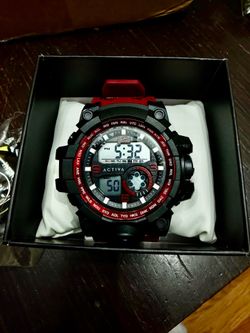 ACW435-001 - Activa Endurance X Invicta Men's Digital Watch - 54.5mm. Red (ACW435-001) with racing wheel keychain