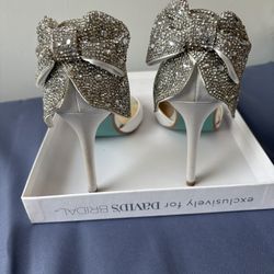 Betsey Johnson Crystal Bow Back Wedding Shoe