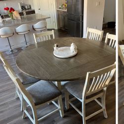 Solid Wood Expandable Dining Table + 6 Chairs