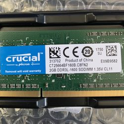 Crucial 4GB RAM DDR3L 1.35v 1600mhz 2GB X2