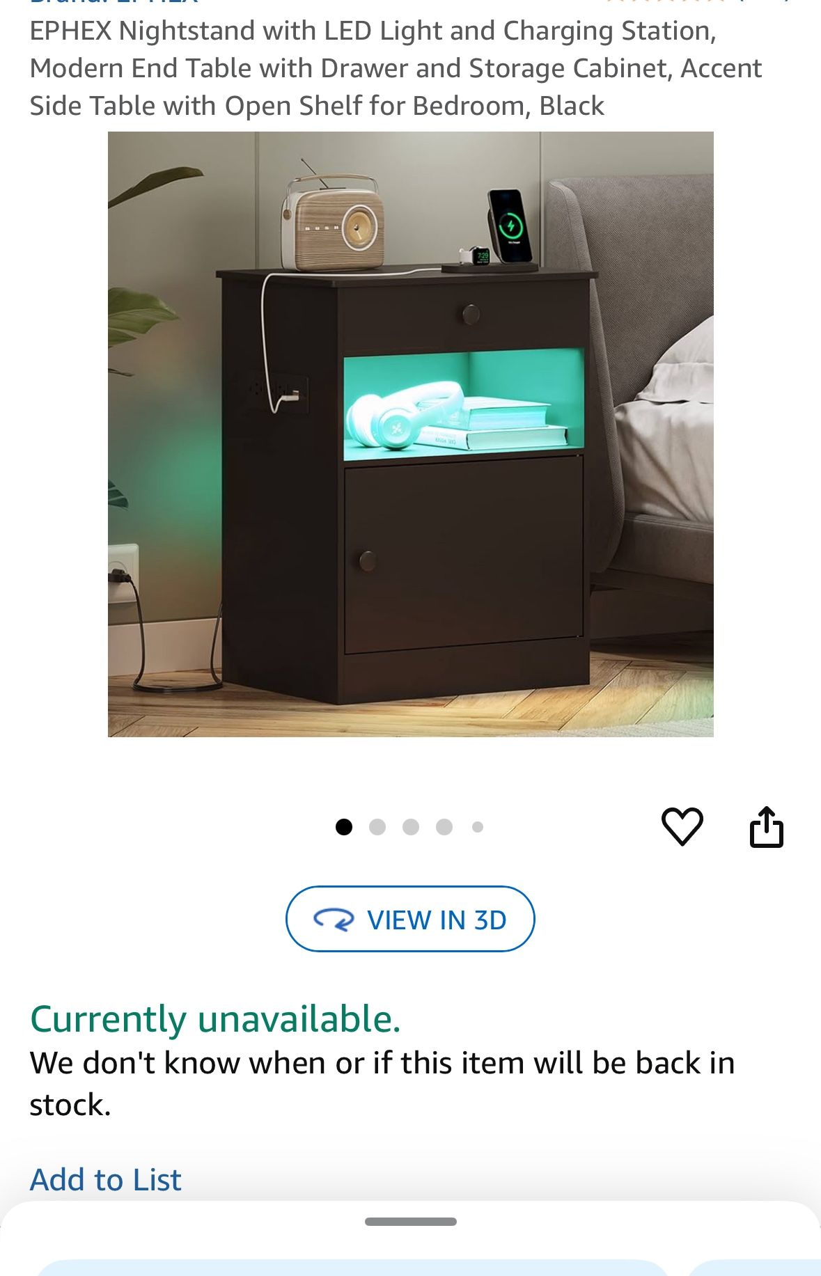 Mini Black Dresser With Outlets