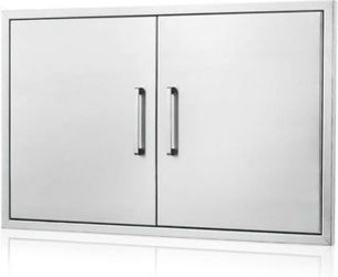 33 × 21 Inch Outdoor Kitchen Door 304 Stainless Steel Double Access Cabinet Brand New E332
