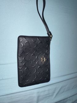 Coach Signature Embossed Leather Wristlet