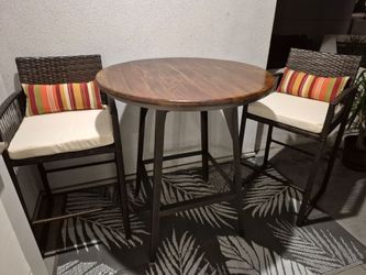 Round walnut Cafe Table and Chairs