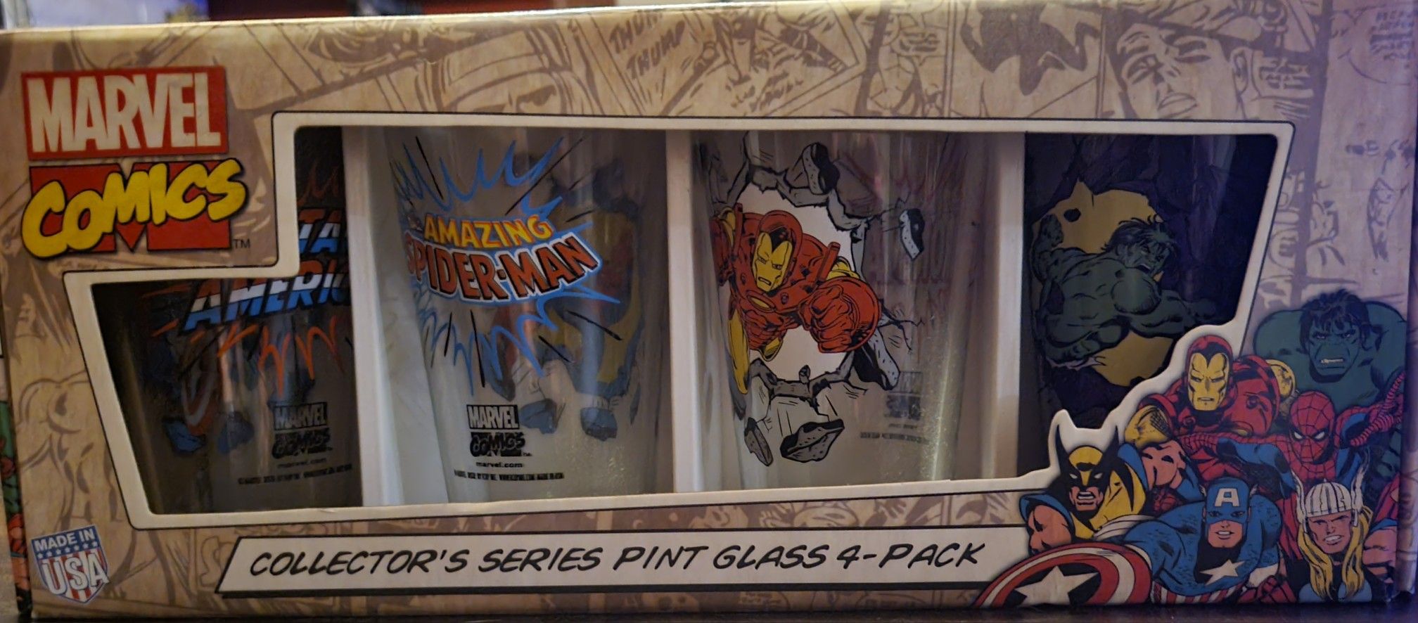 Marvel comics collector's series pint glass 4 pack