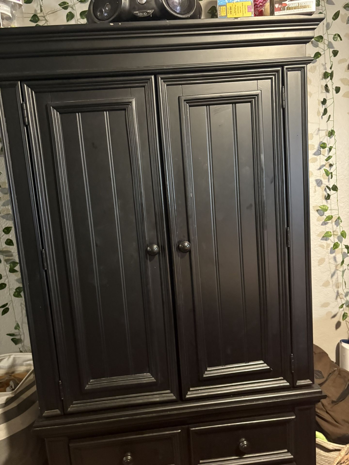 Full Size Headboard, Footboard, Rails And Matching Armoire