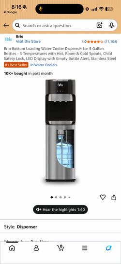 New Brio Bottom-Load Hot, Cold & Room-Temperature Water Dispenser