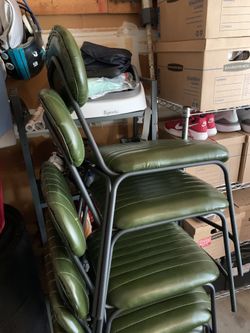 Military green chairs leather