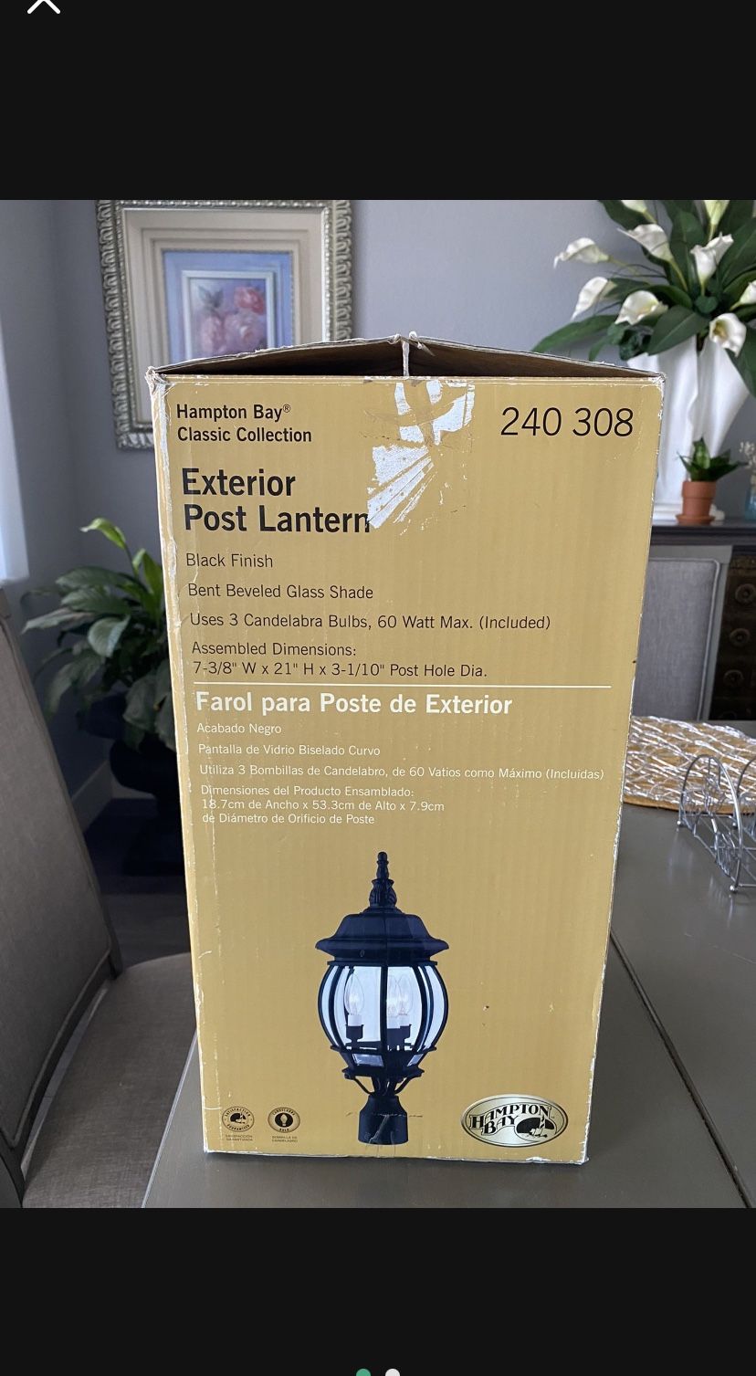 Hampton Bay 240-308 Exterior Post Lantern NEW