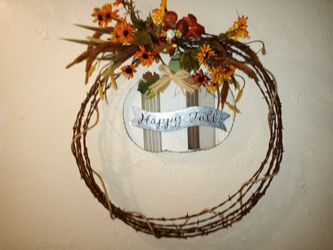 Fall barbed wire wreath