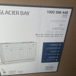 Glacier Bay Glensford 48 in. W x 22 in. D x 34 in. H Bath Vanity Cabinet without Top in White