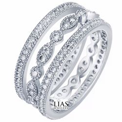 New 18k White Gold Wedding Ring Set 