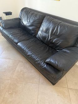Natuzzi Black Leather Sofa