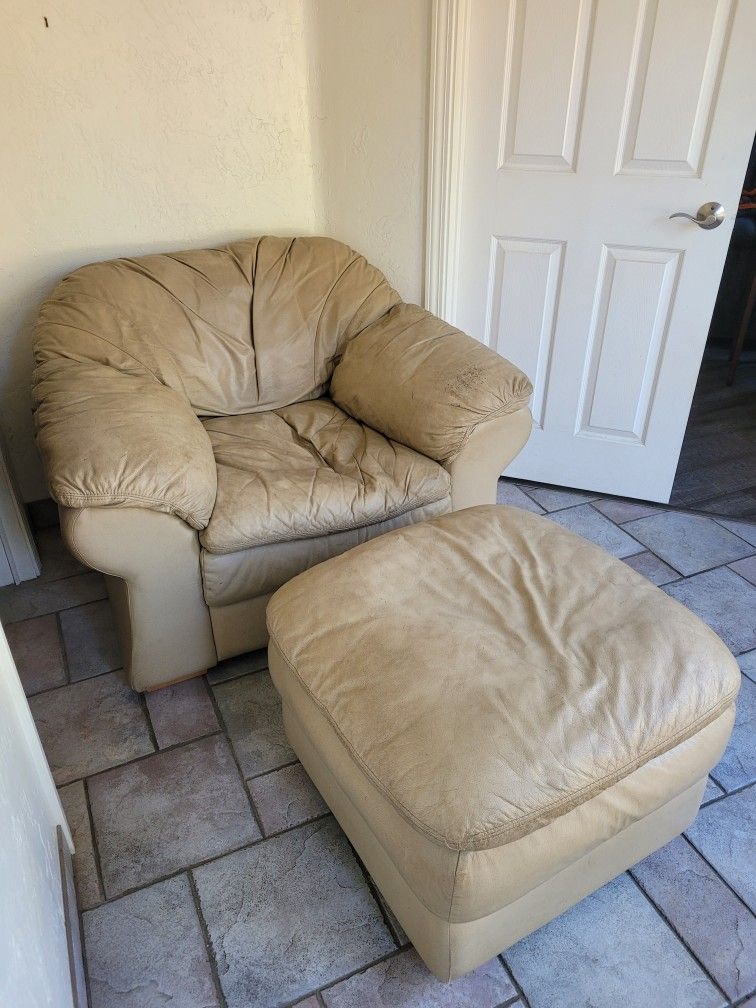 Free Leather Chair and Ottoman