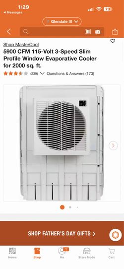 Shop MasterCool 5900 CFM 115-Volt 3-Speed Slim Profile Window Evaporative Cooler for 2000 sq. ft.