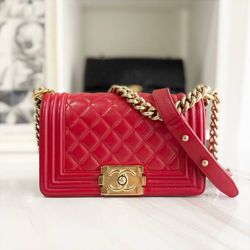 Chanel Boy Red Shoulder Bag