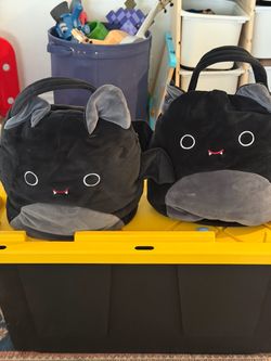Squishmallow Black Bat Plush Halloween Basket