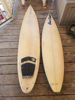 2 vintage surf boards surfboards for repair or yard decor
