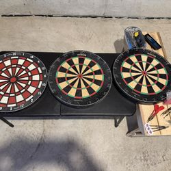 3 Dart Boards And 6 Sets Of Darts