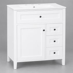 30 in. Bathroom Vanity with Ceramic Sink & 3 Drawers
