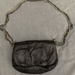 GAP Blue/Black Lizard-Texture Crossbody with Mixed Metal Chain