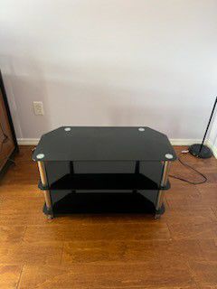 Black Tempered Glass TV stand 3 tier - 35.5” x 17”H x 18”

