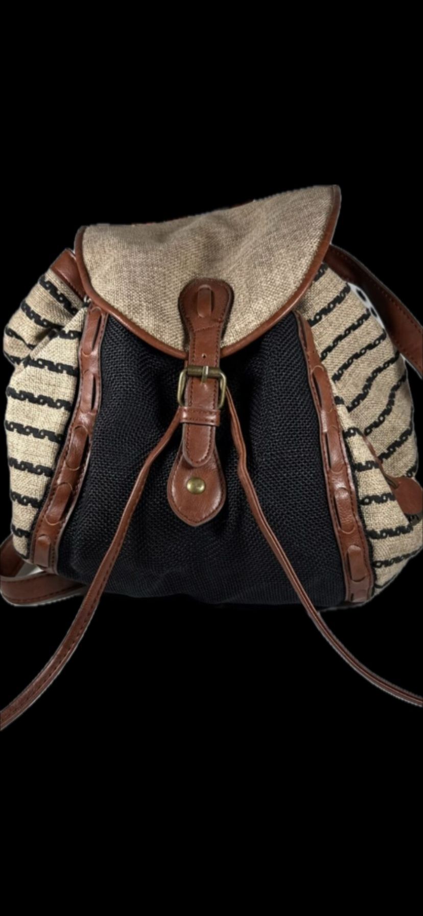 LUCKY BRAND The Kendal Striped Woven Blend Backpack Slingback Rucksack