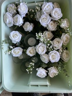 Hurricane vases flowers and candles over 200