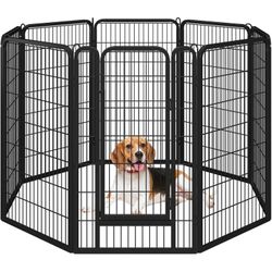 47.5" Tall 8-Panel Metal Pet Playpen with Door for Indoor and Outdoor, Black 8pcs