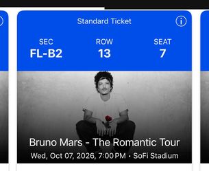 Bruno Mars - The Romantic Tour - Floor Seats