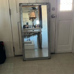 Silver Mirror W Hanging Hook On Back 