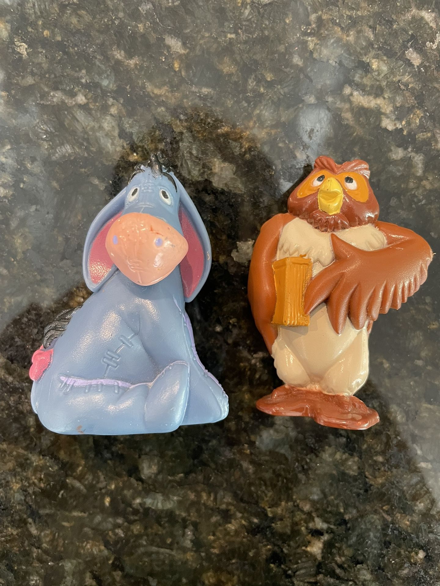 Vintage Disney Winnie The Pooh OWL WITH BOOK + EYORE Plastic Figurines