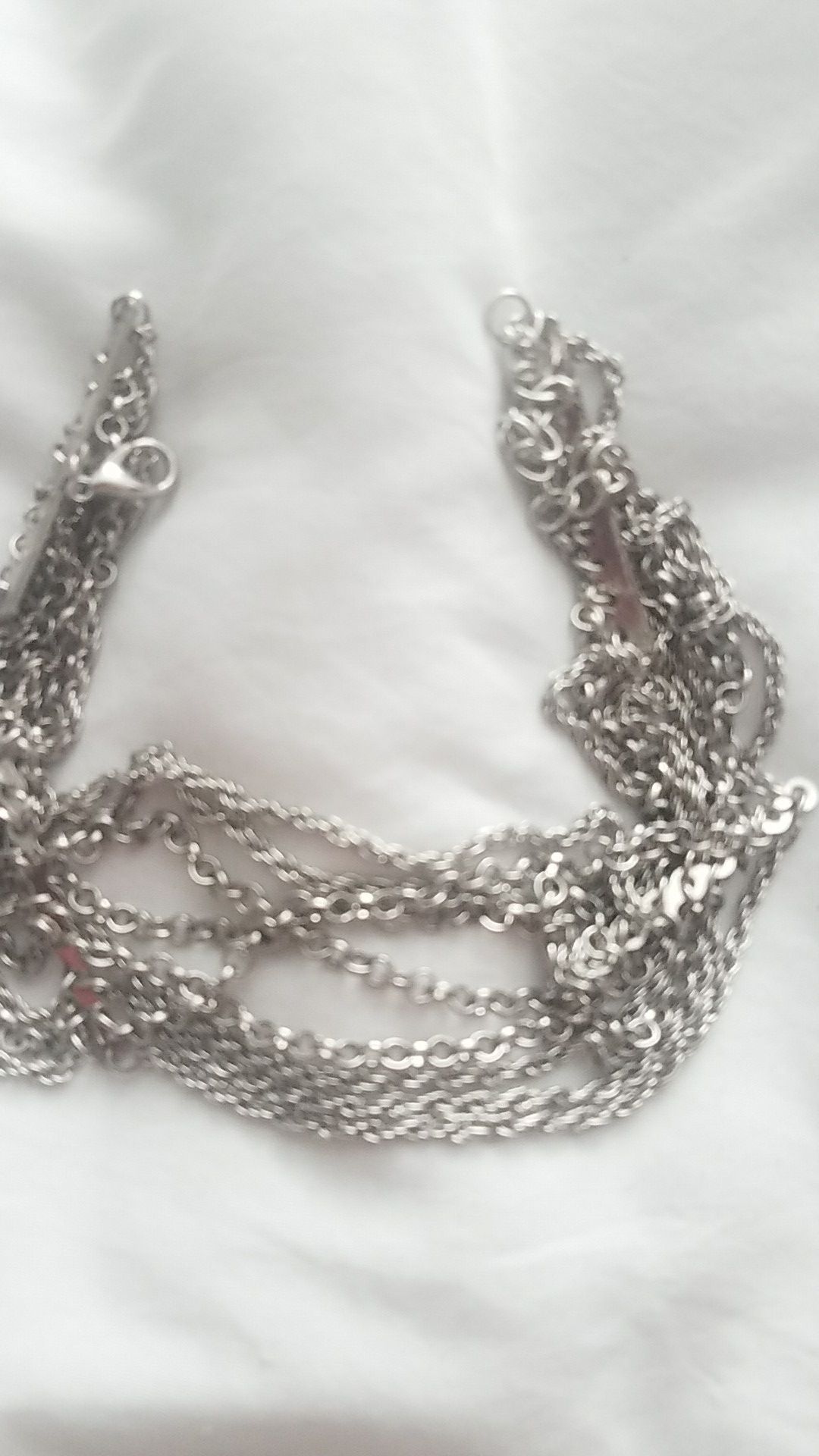 Silver Multi- Chain Adjustable Choker Necklace New No Tags 10" length