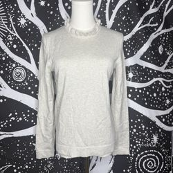 J.Crew Cream Long Sleeve Ruffle Top Sz S