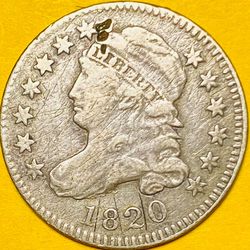 1820 U.S. CAPPED BUST SILVER DIME 10c COIN (VF-Very Fine)