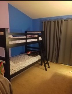 Dark wood bunk beds