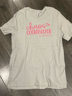 Gray & pink "Chaos Coordinator" cotton t-shirt