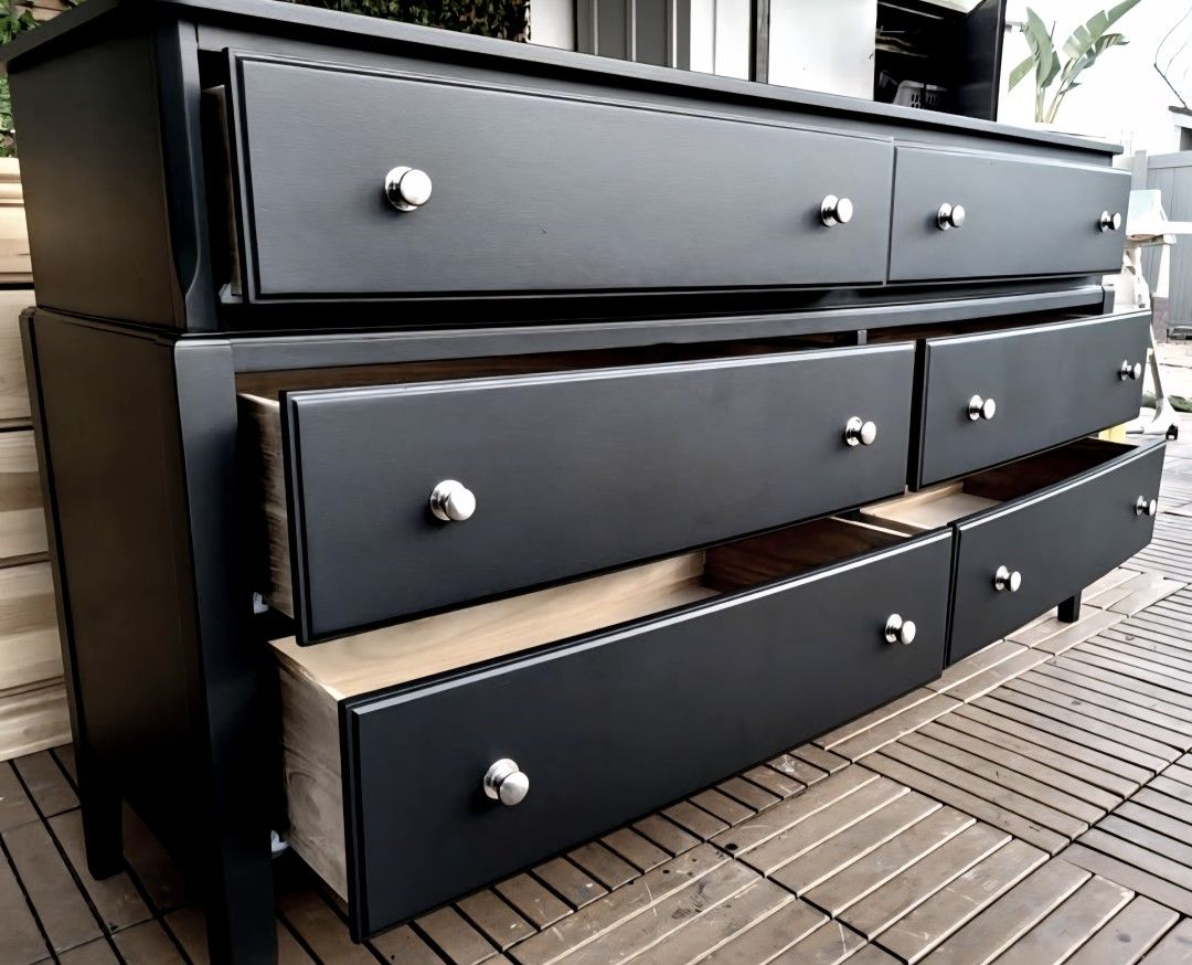 black dresser with crystal knobs G223573 Dresser