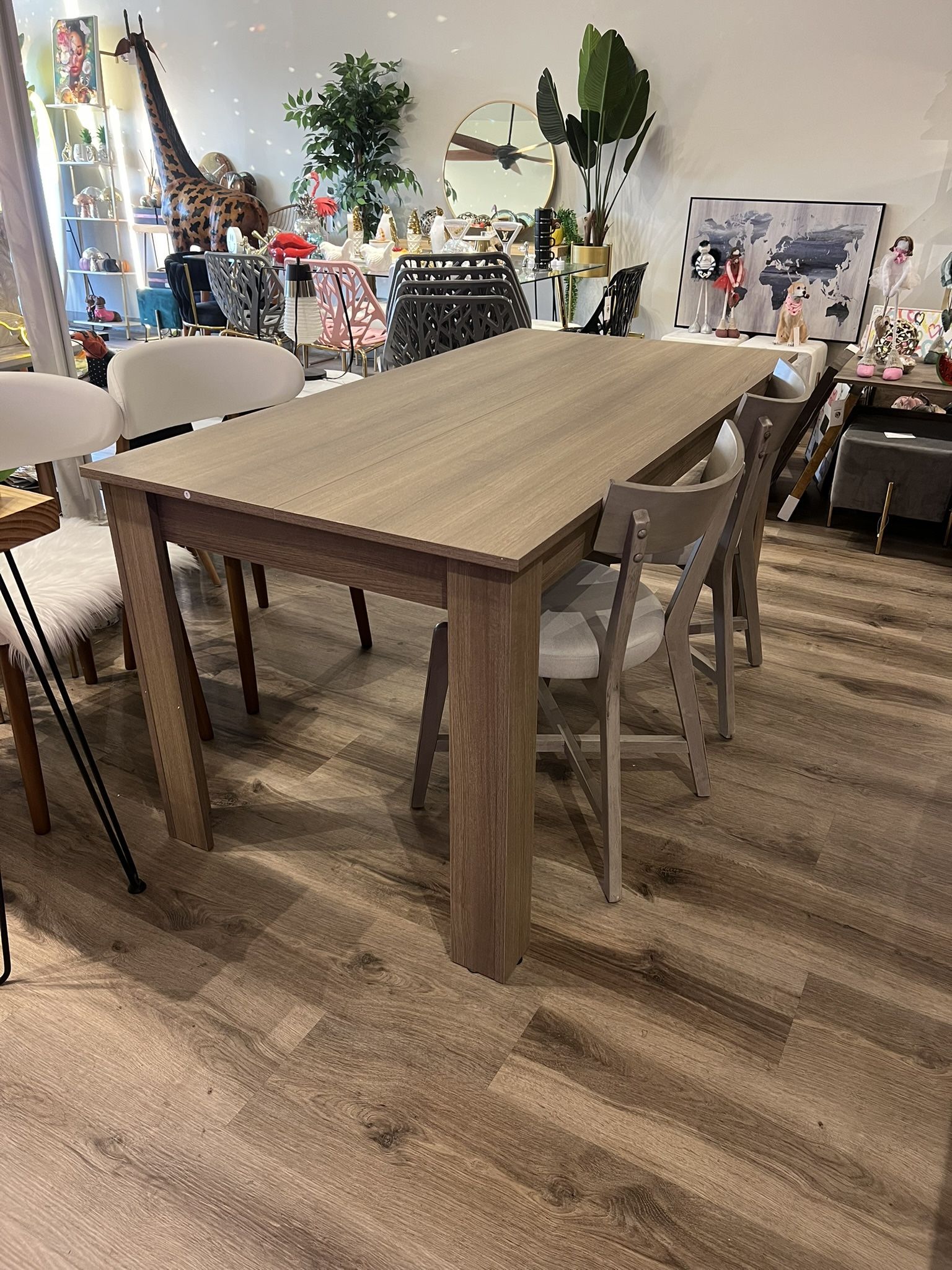 Gray Oakwood Dining Table For 6