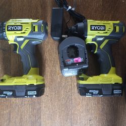 $90 No Less Ryobi 18 Volt Drill And Impact Driver Kit With Two Batteries Charger And Carry Bag