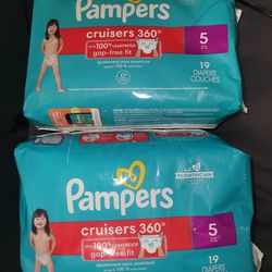 2 BAGS OF PAMPERS CRUISERS 360° (SIZE 5/19 COUNT) FOR $18/$18 POR LOS 2