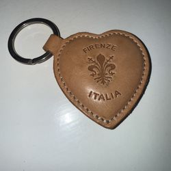Leather Heart Keychain Firenze Italia