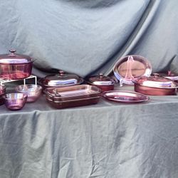 Assorted Pyrex And Corning Visions Cranberry Glass Cookware (individually Priced)