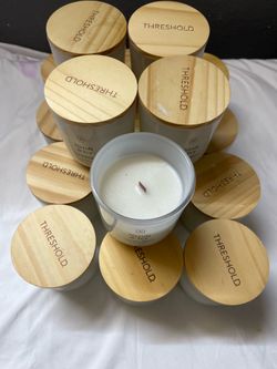 Milky Glass Wooden Wick Neroli and Ivy Jar Candle 8oz - Threshold