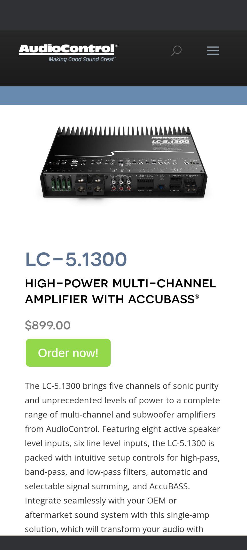 Audio Control LC5. 1300 Amplifier 