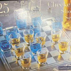Glass Chess Board /Checkers Shot Set